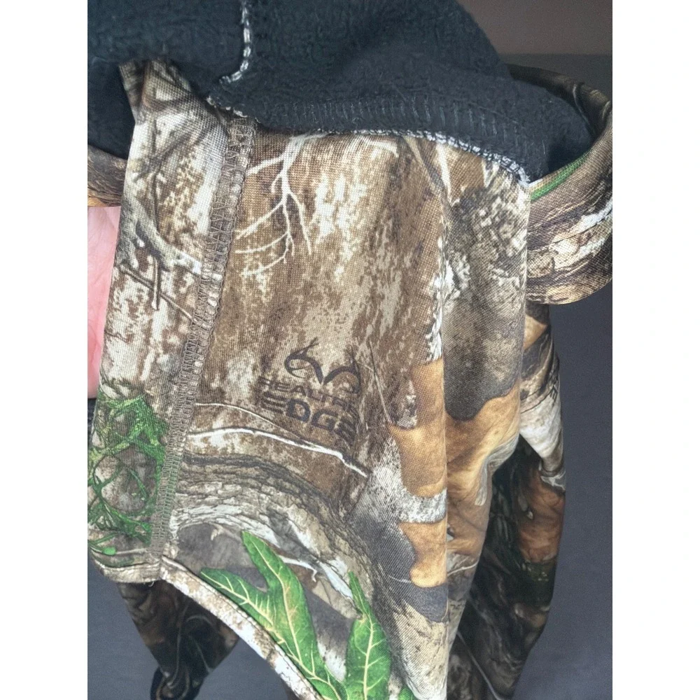 Realtree Edge Camo Hoodie Kids XXL 18 Built-in Neck Gaiter Fleece Pullover Brown